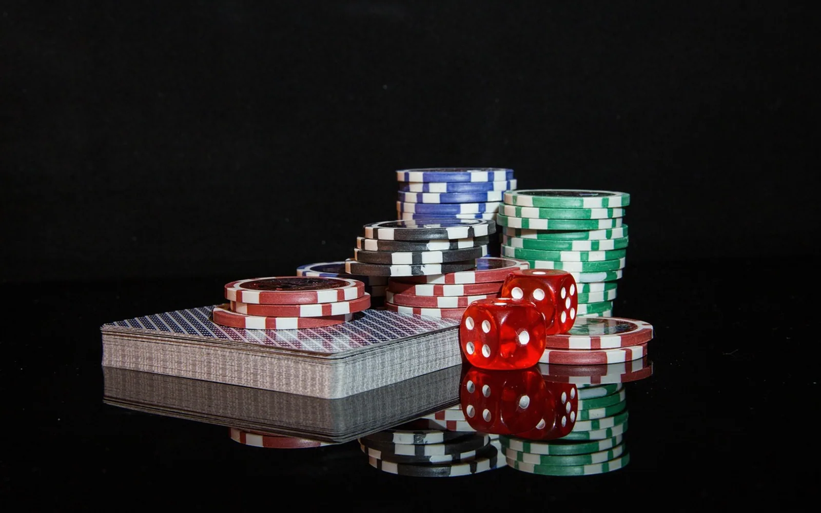 Poker chips, cards and gambling